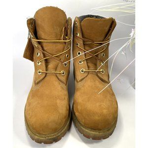 Timberland Boots Wheat Nubuck Premium 6 Inch Waterproof Mens 6.5/ Women 8.5
